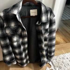 Thread & Supply Black and White Plaid Utility Jacket